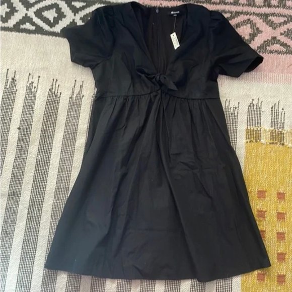 Madewell Tie-Front Black Mini Dress Size 0 - Picture 5 of 5